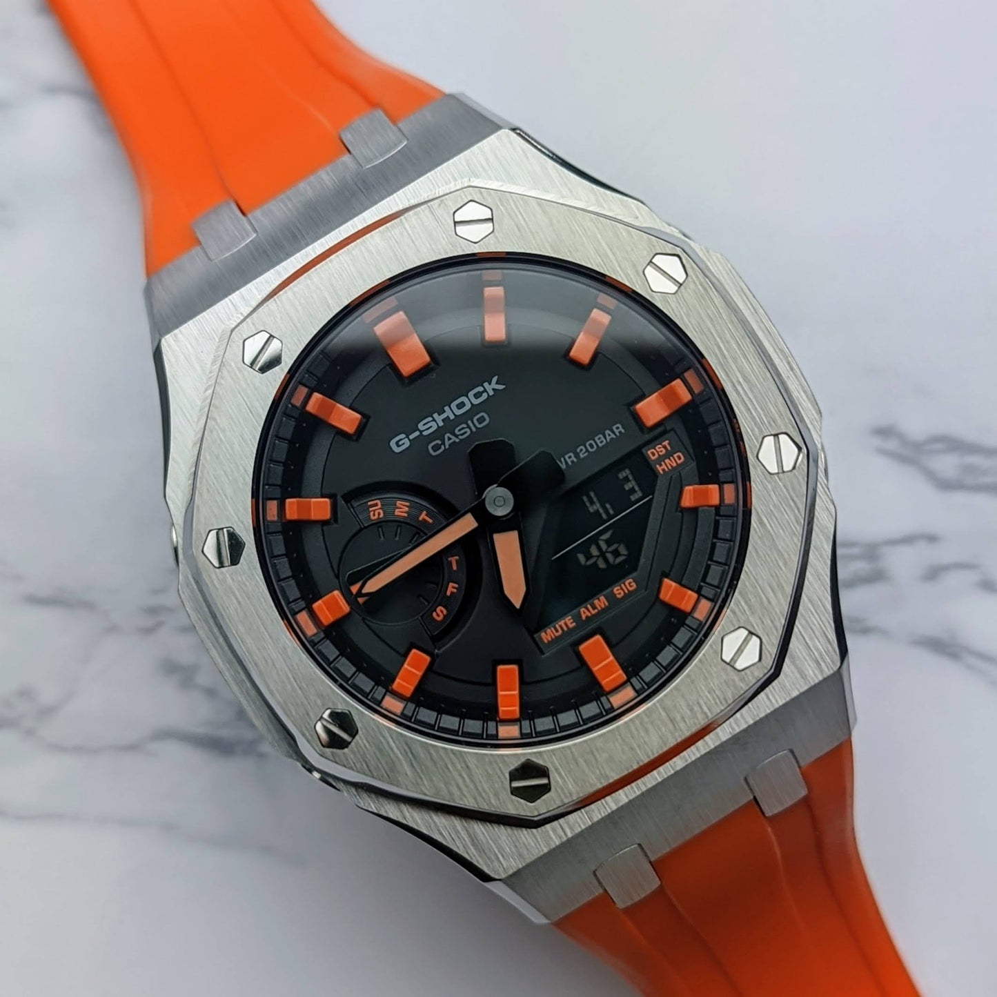 Modified CasiOak Orange Dial on Orange Rubber Strap