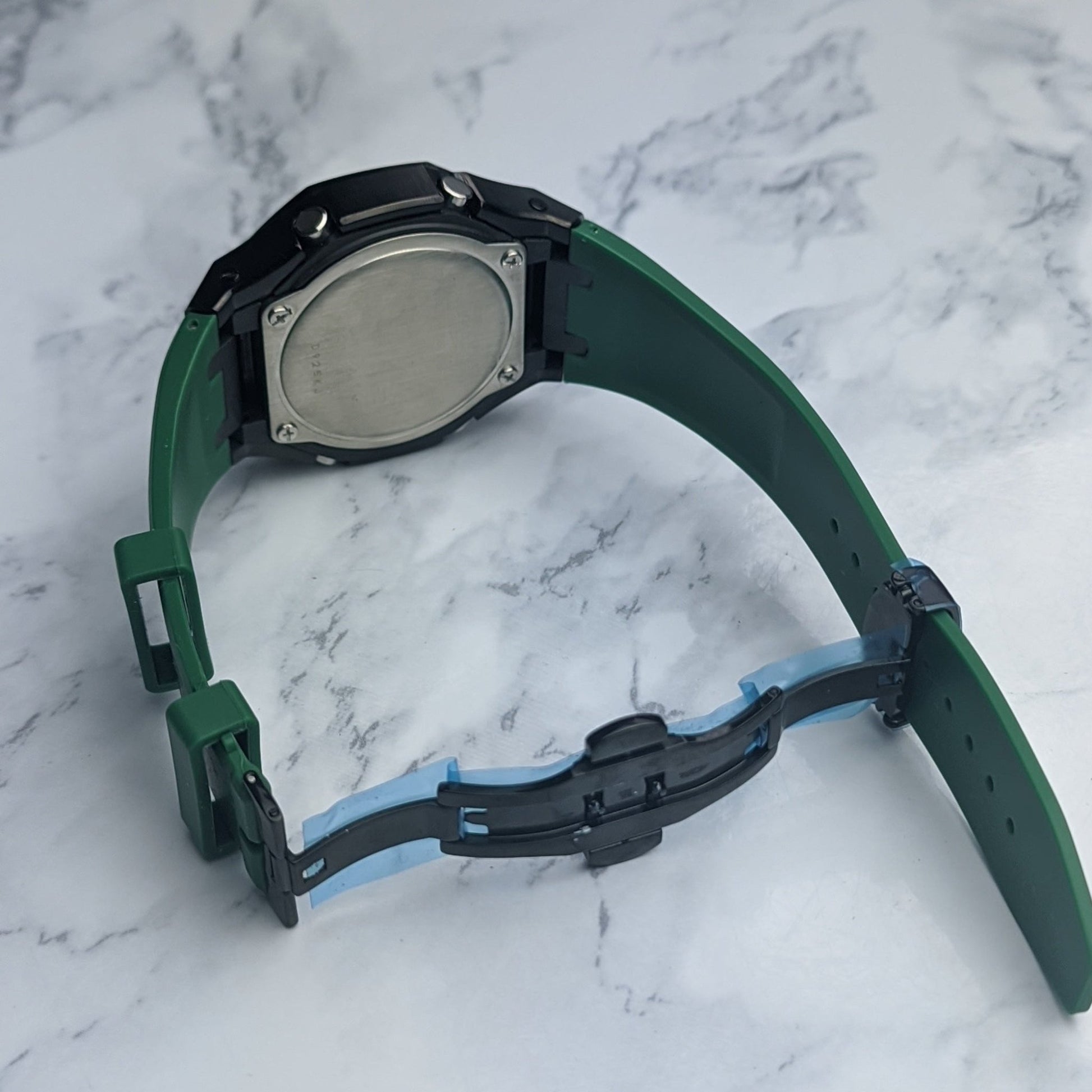 Modified CasiOak Offshore Green Dial on Green Rubber Strap - Q Wrist - Modified Watches