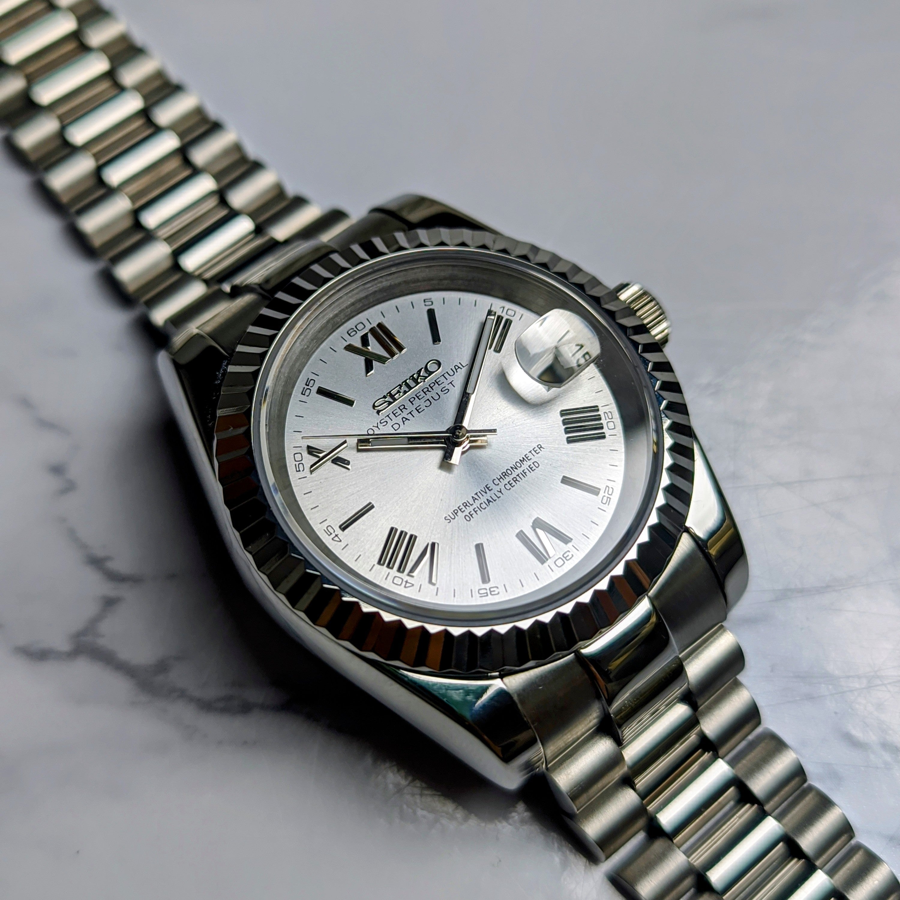 Silver Roman Numeral Datejust NH35 Build