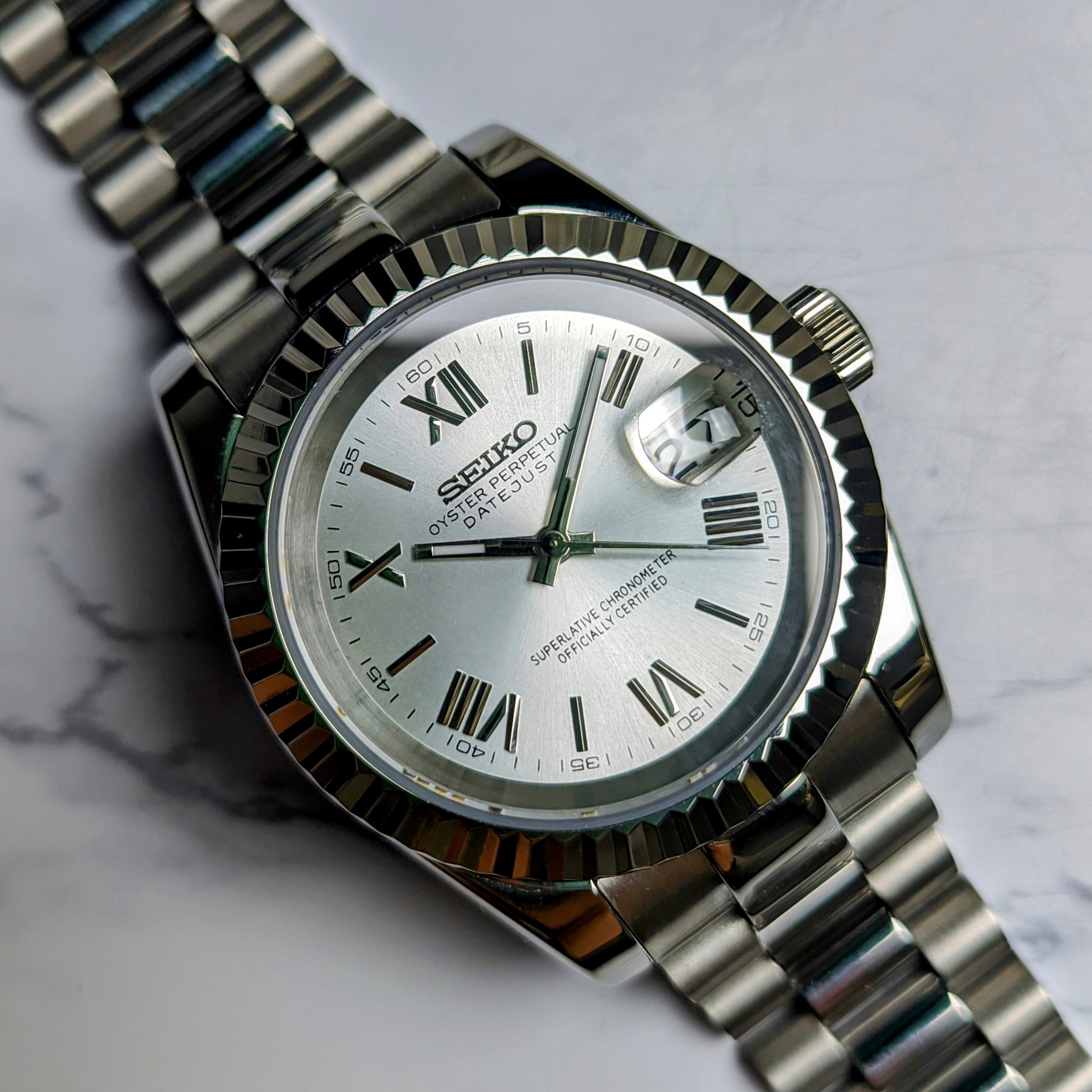 Silver Roman Numeral Datejust NH35 Build